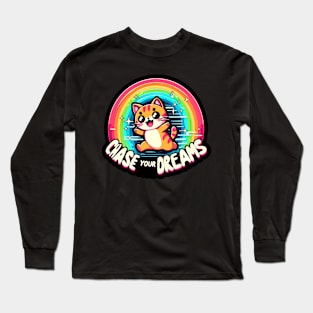 Chase your dreams - Cute kawaii cats with inspirational quotes Long Sleeve T-Shirt